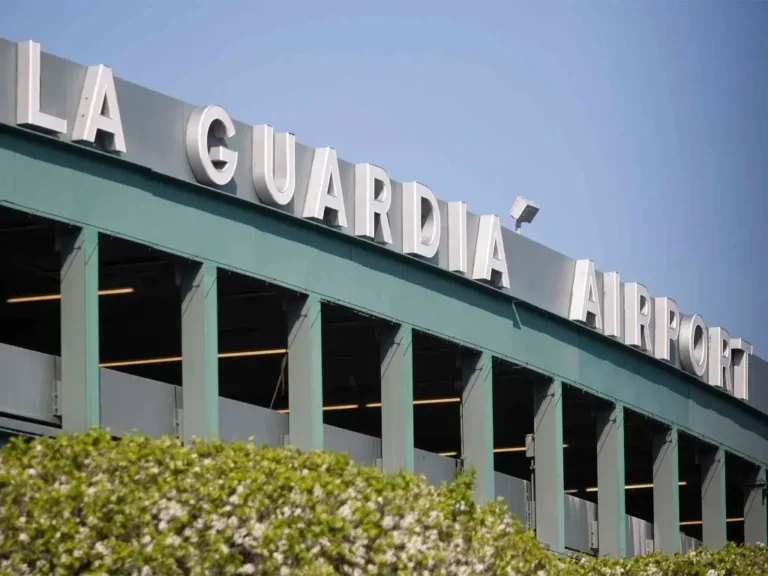 LaGuardia Airport sign on the terminal building