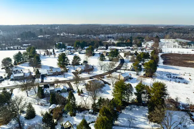Aerial view of Upper Makefield in Bucks County in winter
