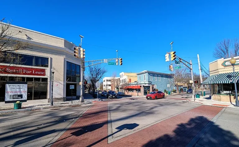 Main street intersection in Merchantville, New Jersey