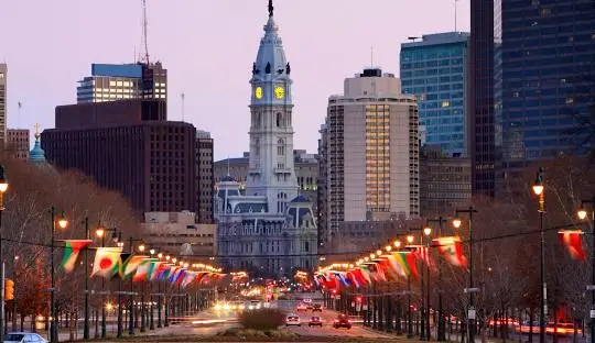 Philadelphia City Hall at dusk